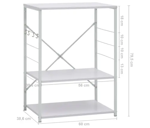 Virtuves Plaukts, Balts, 60X39,6X79,5 Cm, Inženierijas Koks Vidaxl