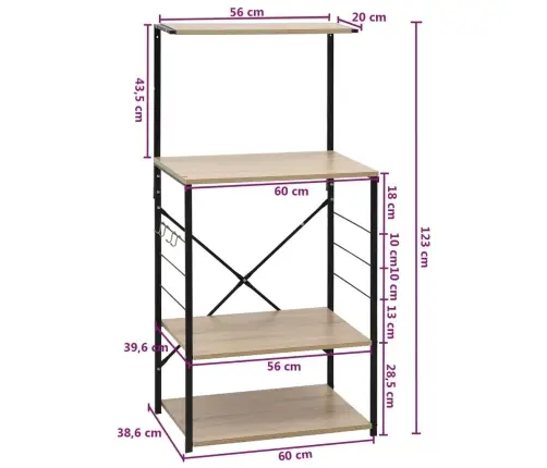 Mikrolaineahju Kapp, Must, Tamm 60X39,6X123 cm Tehispuit