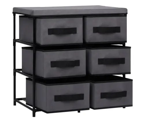 Uzglabāšanas Plaukts, 6 Atvilktnes, 55X29X55Cm, Pelēks, Tērauds Vidaxl