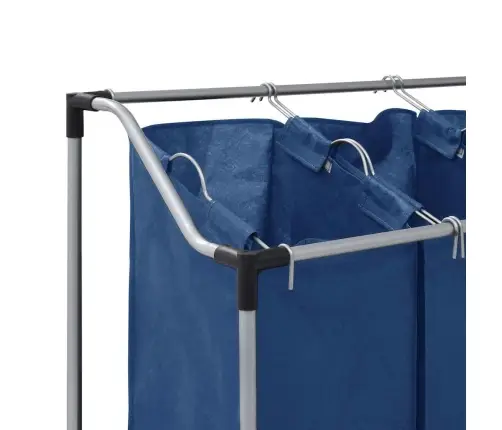 Stovas Su 4 Skalbinių Rūšiavimo Krepšiais, Mėlynas, Plienas