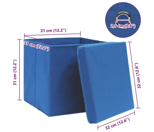 Hoiukastid Kaantega 10 Tk, Sinine, 32 X 32 X 32 cm Kangas