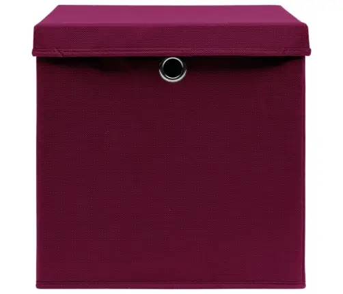 Daiktadėžės Su Dangčiais, 4Vnt., Raudonos, 32X32X32cm Audinys