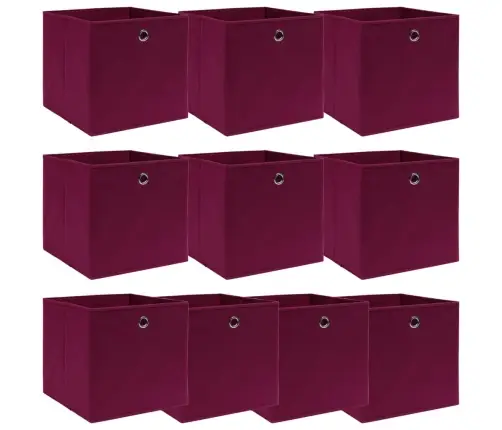 Uzglabāšanas Kastes, 10 Gab., 32X32X32 Cm, Tumši Sarkans Audums Vidaxl