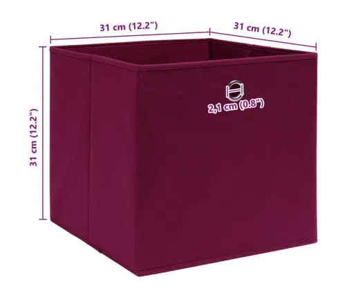 Uzglabāšanas Kastes, 10 Gab., 32X32X32 Cm, Tumši Sarkans Audums Vidaxl