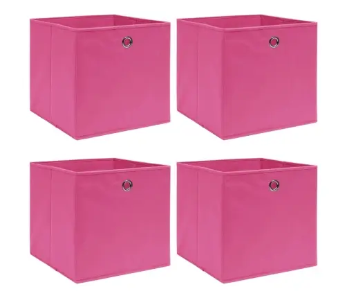 Uzglabāšanas Kastes, 4 Gab., Rozā, 32X32X32 Cm, Audums Vidaxl