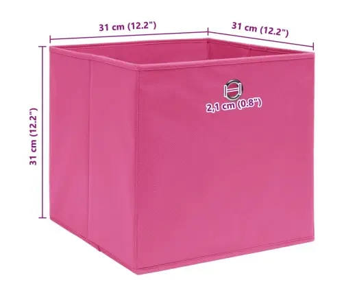 Uzglabāšanas Kastes, 4 Gab., Rozā, 32X32X32 Cm, Audums Vidaxl