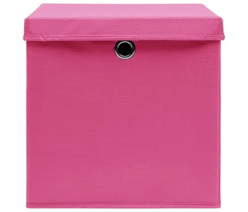 Uzglabāšanas Kastes Ar Vāku, 10 Gab., 32X32X32 Cm, Rozā Audums Vidaxl