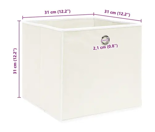 Uzglabāšanas Kastes, 4 Gab., Baltas, 32X32X32 Cm, Audums Vidaxl