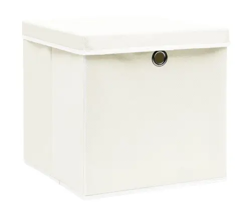 Daiktadėžės Su Dangčiais, 4Vnt., Baltos, 32X32X32cm Audinys