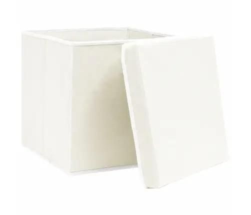 Daiktadėžės Su Dangčiais, 4Vnt., Baltos, 32X32X32cm Audinys