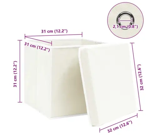 Daiktadėžės Su Dangčiais, 4Vnt., Baltos, 32X32X32cm Audinys