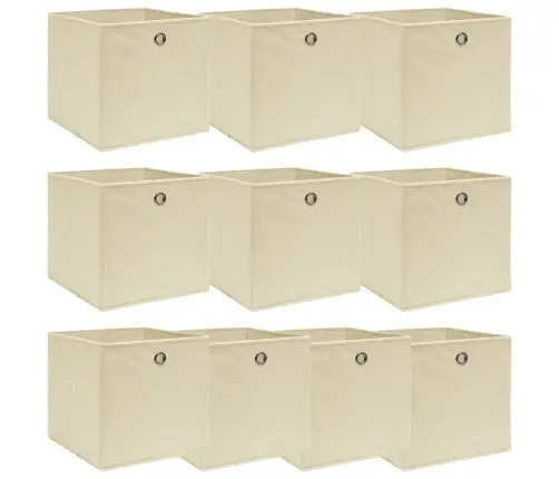 Hoiukastid 10 Tk, Kreemjas, 32 X 32 X 32 cm Kangas
