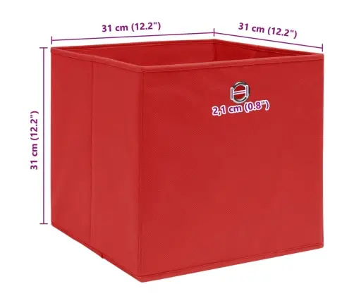 Hoiukastid 4 Tk, Punane, 32 X 32 X 32 cm Kangas