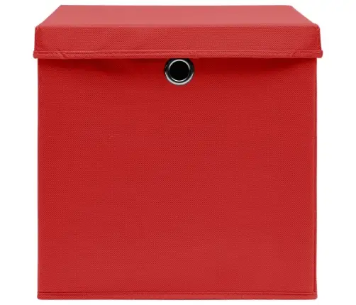 Uzglabāšanas Kastes Ar Vāku, 4 Gb., 32X32X32 Cm, Sarkans Audums Vidaxl