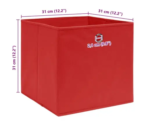 Daiktadėžės, 10Vnt., Raudonos Spalvos, 32X32X32cm Audinys