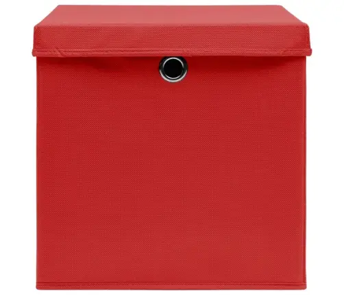 Uzglabāšanas Kastes Ar Vāku, 10 Gab., Sarkans, 32X32X32 Cm Vidaxl