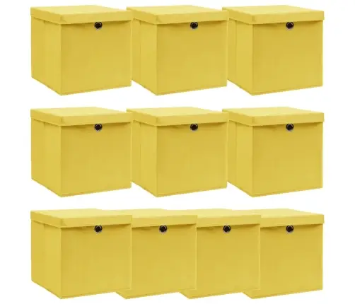Hoiukastid Kaantega 10 Tk, Kollane, 32 X 32 X 32 cm Kangas