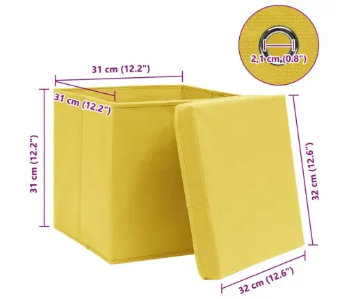Hoiukastid Kaantega 10 Tk, Kollane, 32 X 32 X 32 cm Kangas