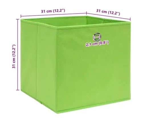 Hoiukastid 4 Tk, Roheline, 32 X 32 X 32 cm Kangas