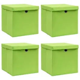 Hoiukastid Kaantega 4 Tk, Roheline, 32 X 32 X 32 cm Kangas