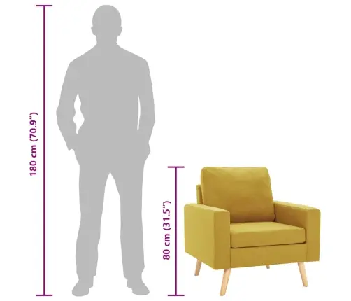 Atpūtas Krēsls, Dzeltens Audums Vidaxl