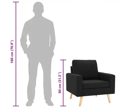 Krėslas, Juodos Spalvos, Audinys