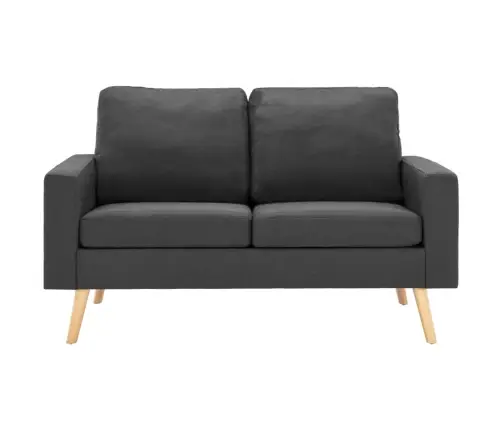 Divvietīgs Dīvāns, Tumši Pelēks Audums Vidaxl Divvietīgs Dīvāns, Tumši Pelēks Audums Vidaxl