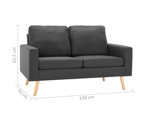 Divvietīgs Dīvāns, Tumši Pelēks Audums Vidaxl Divvietīgs Dīvāns, Tumši Pelēks Audums Vidaxl