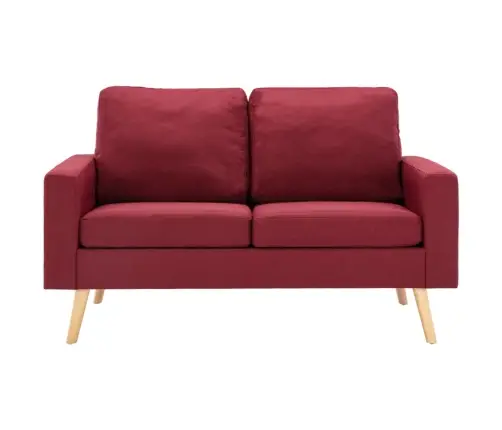 Divvietīgs Dīvāns, Vīnsarkans Audums Vidaxl