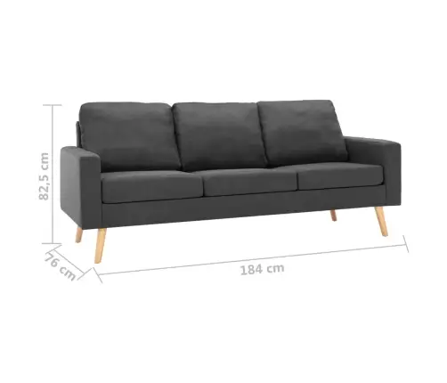 Trivietė Sofa, Tamsiai Pilkos Spalvos, Audinys