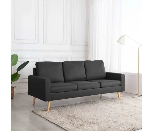 Trivietė Sofa, Tamsiai Pilkos Spalvos, Audinys