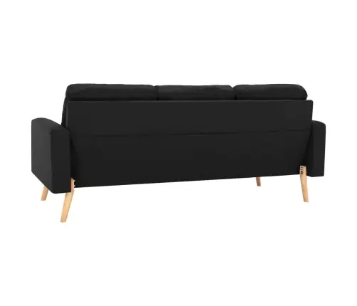 Trivietė Sofa, Juodos Spalvos, Audinys