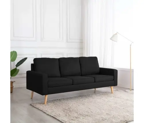 Trivietė Sofa, Juodos Spalvos, Audinys