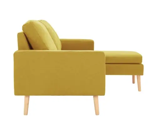Trīsvietīgs Dīvāns Ar Kājsoliņu, Dzeltens Audums Vidaxl