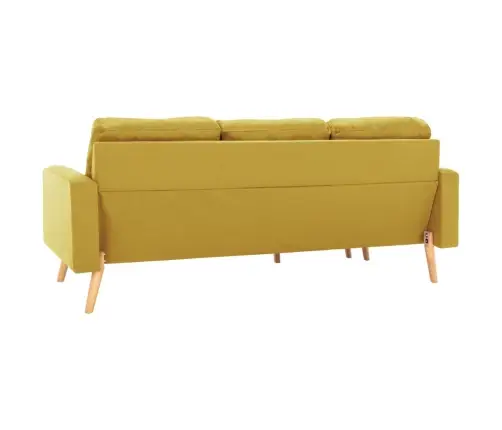 Trīsvietīgs Dīvāns Ar Kājsoliņu, Dzeltens Audums Vidaxl