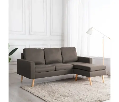 Trīsvietīgs Dīvāns Ar Kājsoliņu, Pelēkbrūns Audums Vidaxl