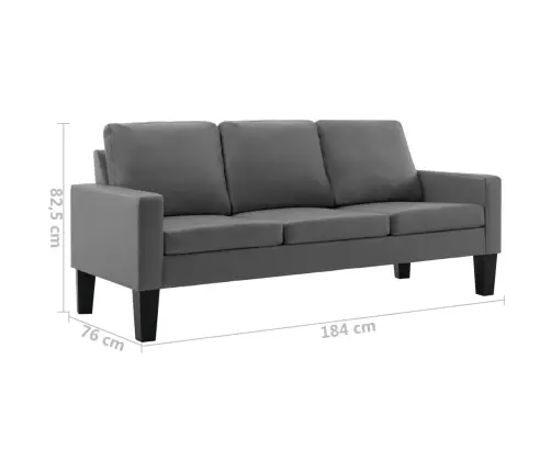 Trivietė Sofa, Pilkos Spalvos, Dirbtinė Oda