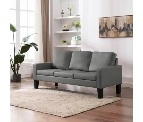 Trivietė Sofa, Pilkos Spalvos, Dirbtinė Oda