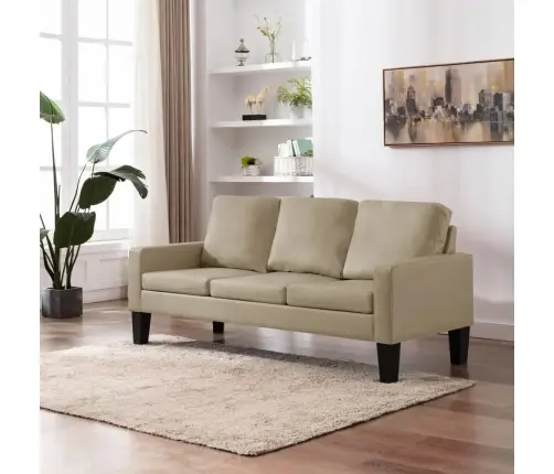 Trīsvietīgs Dīvāns, Kapučīno Krāsas Mākslīgā Āda Vidaxl