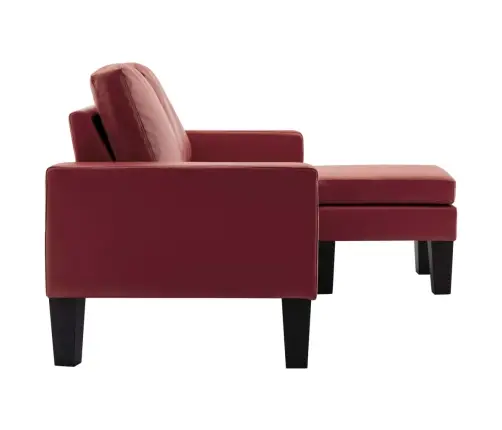 Trīsvietīgs Dīvāns Ar Kājsoliņu, Vīnsarkana Mākslīgā Āda Vidaxl