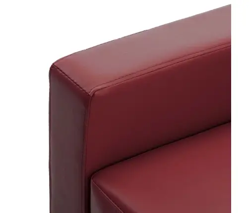 Trīsvietīgs Dīvāns Ar Kājsoliņu, Vīnsarkana Mākslīgā Āda Vidaxl