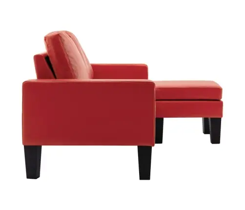 Trīsvietīgs Dīvāns Ar Kājsoliņu, Sarkana Mākslīgā Āda Vidaxl