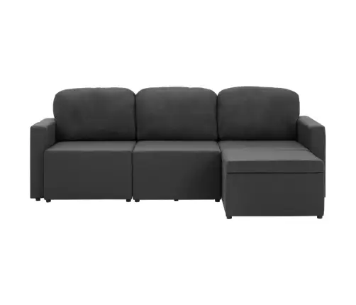 Trivietė Modulinė Sofa-Lova, Tamsiai Pilkos Spalvos, Audinys