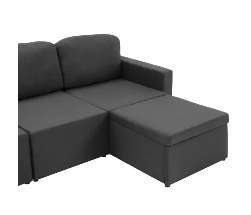 Trivietė Modulinė Sofa-Lova, Tamsiai Pilkos Spalvos, Audinys