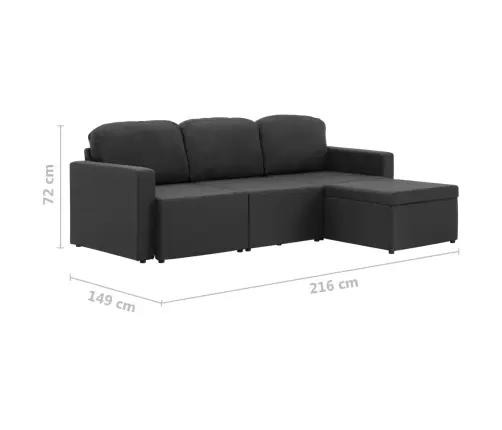 Trivietė Modulinė Sofa-Lova, Tamsiai Pilkos Spalvos, Audinys