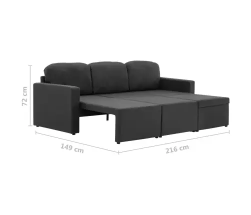 Trivietė Modulinė Sofa-Lova, Tamsiai Pilkos Spalvos, Audinys