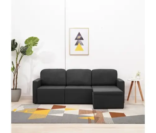 Trivietė Modulinė Sofa-Lova, Tamsiai Pilkos Spalvos, Audinys