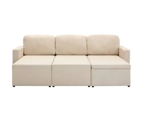 Trivietė Modulinė Sofa-Lova, Kreminės Spalvos, Audinys