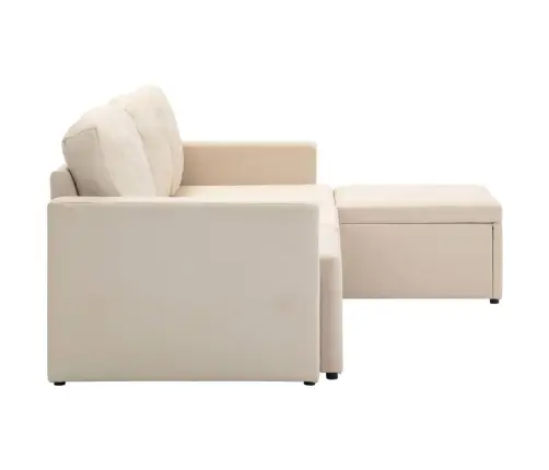 Trivietė Modulinė Sofa-Lova, Kreminės Spalvos, Audinys