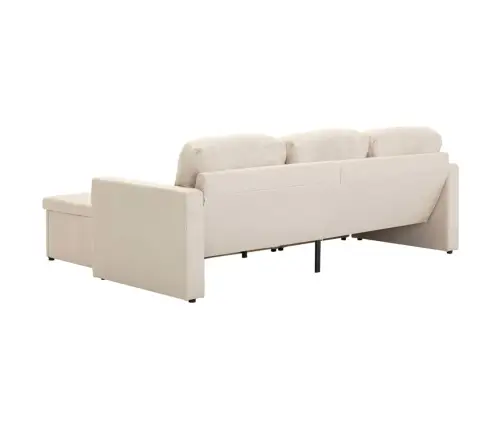 Trivietė Modulinė Sofa-Lova, Kreminės Spalvos, Audinys